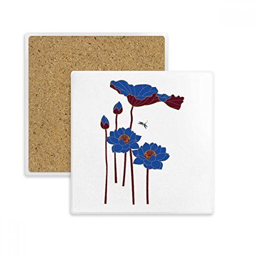 Coaster lotus bleu en pierre absorbante pour tasses - 2