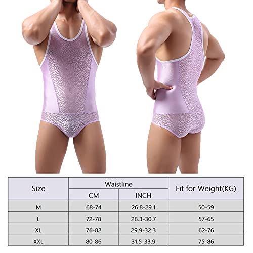 Yufeida Men's Athletic Supporters Lace Lingerie Bodysuit Active Base Layers Slim Fit Wrestling Jumpsuit One Piece Singlet (Purple, Xl) #TOP5