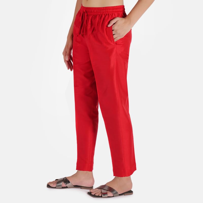 Image of Trouser Pants for Women,Stylish Trousers for Woman for Kurti Relaxed & Regular Straight fit Palazzo,Ethnic Bottom Formal Pants for Women Office wear Casual & Daily Use