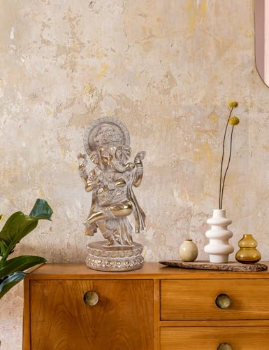 Estatua de Ganesha hindú de resina decorativa dorada miniatura 3