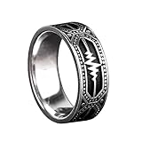 KAMBO - Anillo de plata de ley 925K para hombre, anillo de ritmo de corazón, anillo de boda, anillo elegante, anillo único hecho a mano (tamaño 10), Plata, Sin piedras preciosas, Plata, Sin piedras