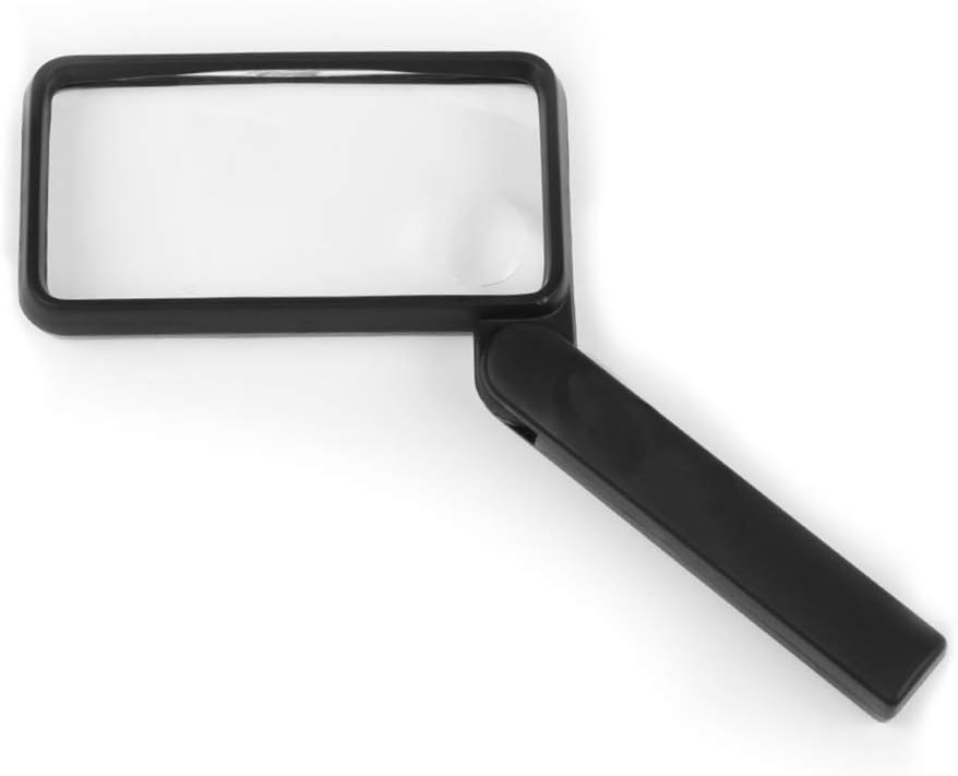 Educational Hobby Magnifiers,Magnifying Glass, 4X Handheld Magnifier Foldable Handle Double Times Rate Loupe for Book Map
