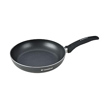 Wonderchef Premia Aluminium Nonstick Frying Pan, 24 cm, 1.5L, 3mm, Black