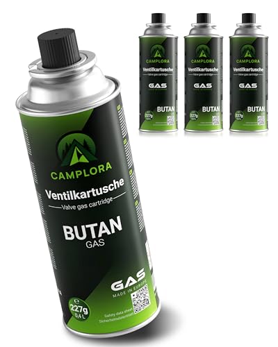 Camplora 4X 227g Butan Gaskartuschen mit MSF-1a Ventil für Grill,...