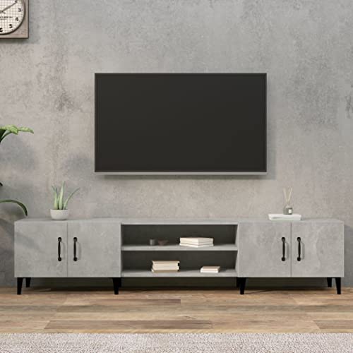 MNISDFL Mobile ad angolo Mobile per tv camera da letto Mobile Porta TV Grigio Cemento 180x31,5x40 cm Legno Multistrato