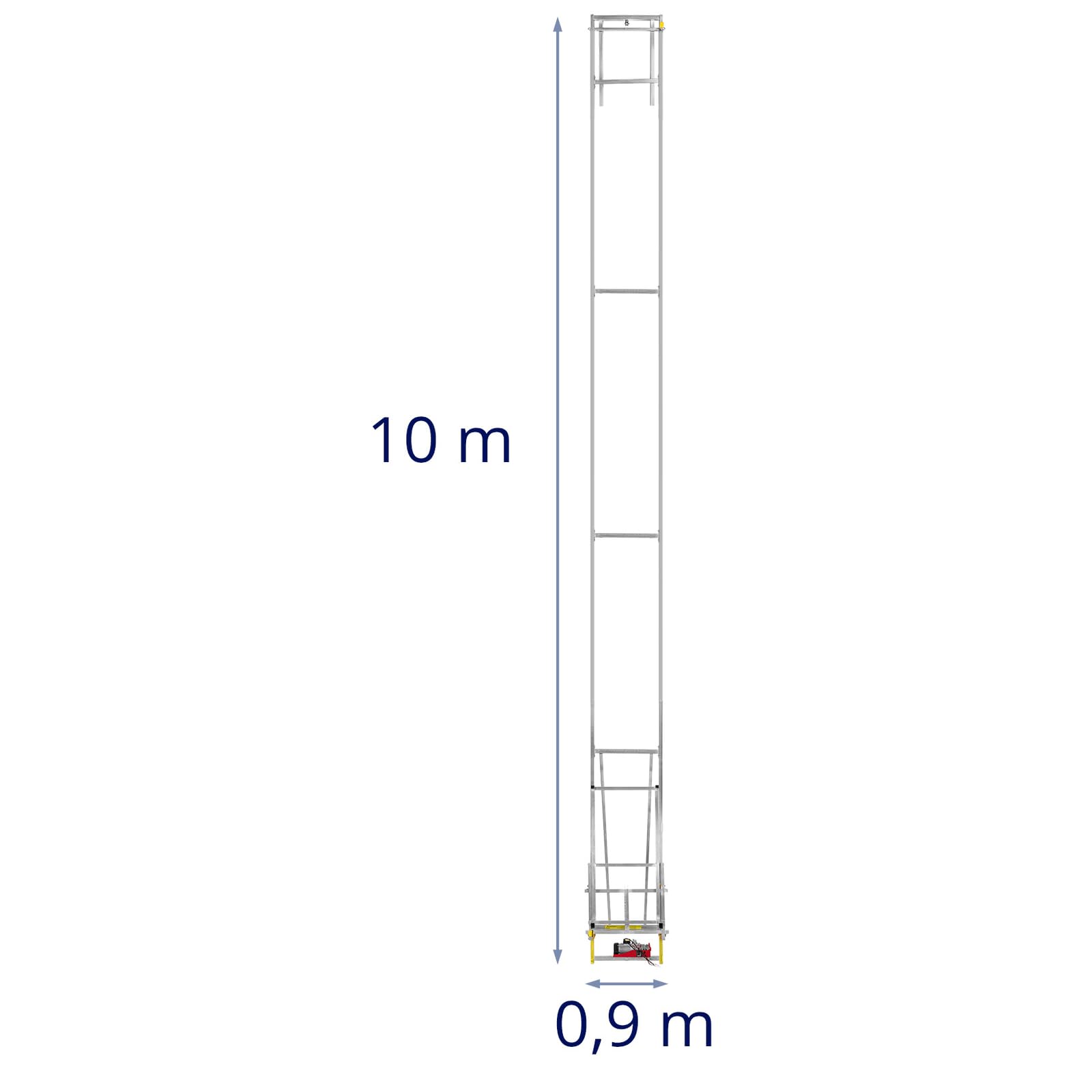 MSW Dachdecker-Aufzug 10 m bis 200 kg 1500 W 12 m/min 150 x 70 cm auch für Flachdach kabelgebundene Fernbedienung (5 m) Bauaufzug Leiterlift Leiteraufzug Dachaufzug
