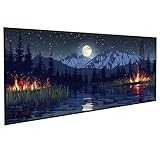 Diamond Painting Paisaje Dibujos con Diamantes Luna Llena Diamond Art DIY Manualidades Adultos, Rhinestone Bordado De Punto De Cruz Art Pintura para Decoración Hogar, Regalo 80 x 160 cm PJY9 R-Q