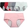 Q&M Vrouwen Periode Katoen Slipje Beschermende Sanitar Incontinentie Menstruele Lek Proof Ondergoed 6-Packs,L