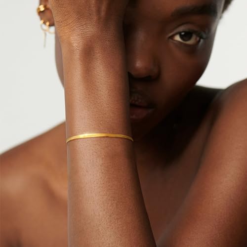 Bracelet for Women - Dainty Stack Bracelets Trendy Adjustable 14K Gold Plated Thin Paperclip Bead Box Satellite Figaro Cuban Link Chain Bracelet Set for Women Waterproof Jewelry Gift