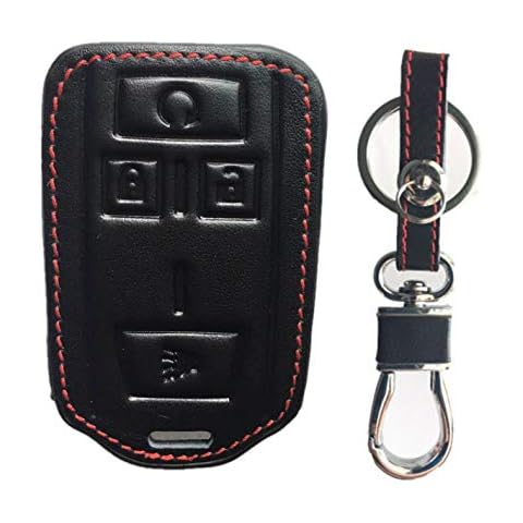 KAWIHEN Leather Smart Remote Key Fob Case Holder Cover Compatible with M3N-32337100 22881480 Chevrolet Colorado Silverado 1500 2500 HD 3500 HD GMC Canyon Sierra 1500 2500 HD 3500 HD Cover