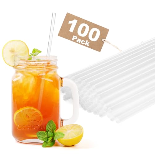 Minimal Store 100 PCS Clear Plastic Disposable Drinking Straws – 7.75