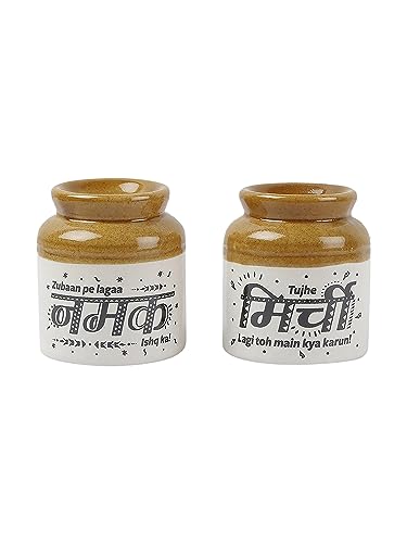 EK DO DHAI (DEVICE) - Classic Stoneware Salt Pepper Dispenser,2-Pieces, Multicolour