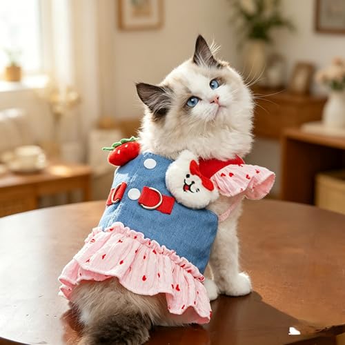 Disfraz cachorro vestido verano denim fresa con correa