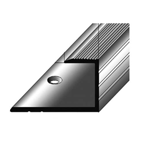 2 metros - Perfil de acabado / guardacanto por parquet, 15,3 mm de elevación, aluminio anodizado, perforado