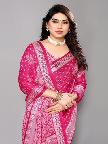 Image of Amazon Brand - Tavasya Womens Blocked Printed Daily Wear Chiffon Georgette Saree With Blouse With Blouse