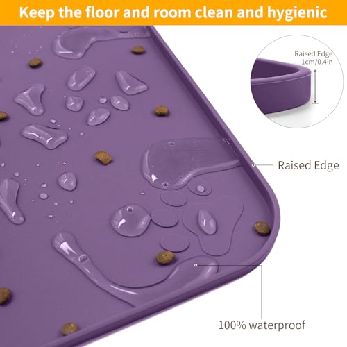 Ptlom Pacote com 2 Tapetes Antiderrapantes para Comida E Água, Tapetes para Comida E Água para Anima