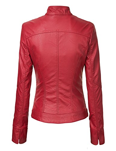 Ctc Wjc747 Womens Dressy Vegan Leather Biker Jacket Xs Red #TOP2