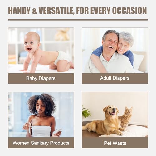 USBOO Diaper Bags Disposable, Biodegradeable Dirty Diaper Bag (8 Refill Rolls/120 Pack) with Dispenser | Essential for Travel and Quick Change on The Go | Baby Poop Bags | Unscented - Thumbnail 7