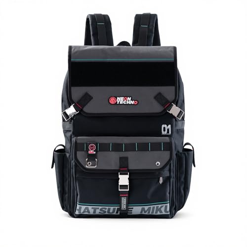 ZGTMSZ Mochila Anime 25L, Neon EDM Techwear Travel Daypack – Série de colaboração para Hatsune Miku