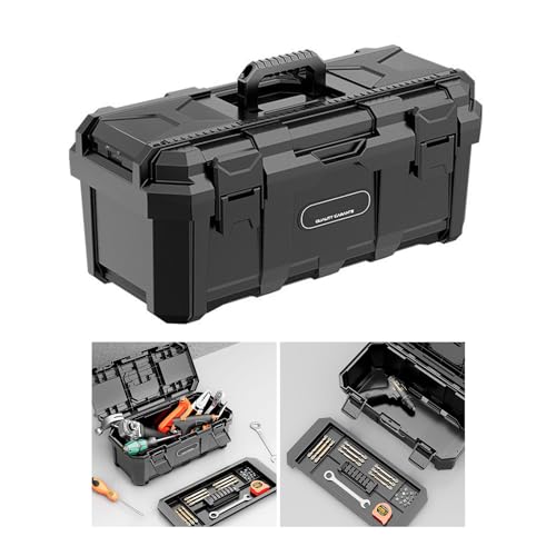 Boîte à outils double couche renforcée en plastique léger et compact