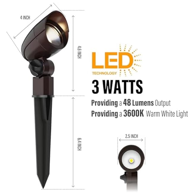 Malibu Equinox LED Low Voltage Floodlight 3 Watts Landscape Lights Outdoor Spotlight Waterproof Lighting for Driveway, Yard, Lawn, Flood, Garden, Outdoor Lighting 8409-1607-01