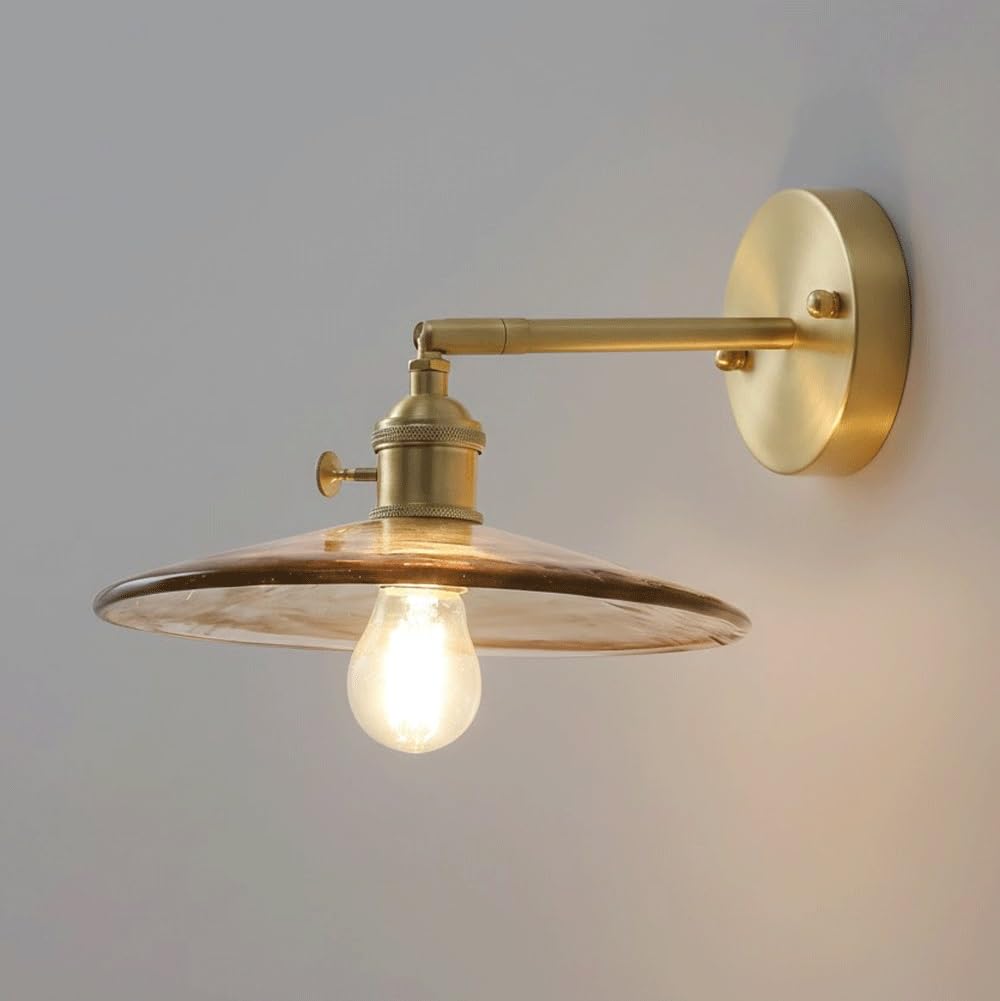 Aplique de pared ajustable con cadena e iluminación retro de latón cepillado