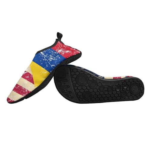 USA and Columbia Retro Flag Lightweight Water Shoes Socks Non Slip Shoes for Women Men Beach Swim River2
