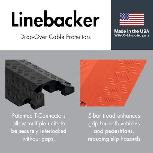 Image of Checkers 1 Channel Industrial Drive Over Cable Protector, Drop Over for 2.25 inch Lines, 23k /Axle Load Capacity Hose and Cable Ramp for Heavy Duty Equipment, Made in The USA, Black, CP1X225-GP-DO-B