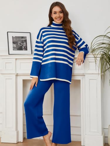 Image of TYSORT Women's Winter Woolen Turtleneck Sweater with Pajama | Warm Winter Wear Cord Set | Woolen Tracksuit Loungewear Set