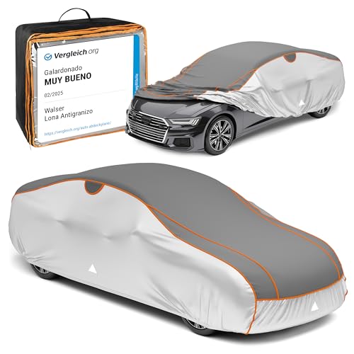 WALSER Funda antigranizo para el Coche Perma Protect, Galardonado Muy Bueno* Funda Repelente al Agua antigranizo para automóvil, Certificado por TÜV Austria* Lona para Coche, Funda para Coche Talla 3