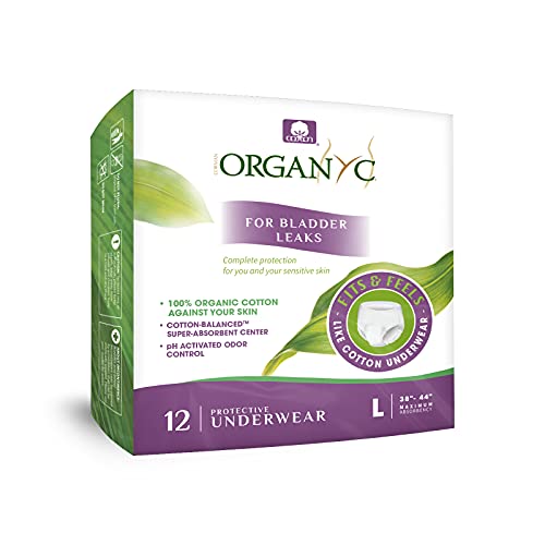 Image of Organyc Bladder Control Underwear for Women - Organic Cotton Protective Underwear for Incontinence, Leak Protection, Odor Protection and Sensitive Skin, FSA /HSA Eligible, Large, 12 Count