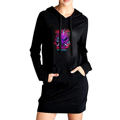TRYOMWO 3D Printed Cyber Oni Women's Long Sleeve Hooded Pocket Hoodie Fashion Hoodies