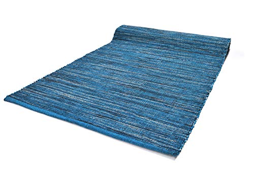 Arte Tappeti Bali Tapis en coton antidérapant, lavable en machine à 30 °C, pour salle de bain et cuisine, dimensions 50 x 80 cm, 60 x 120 cm, 60 x 180 cm ou 60 x 260 cm 60x180cm bleu Cover