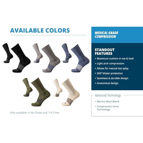 OS1st Wicked Comfort Merino Wool Crew Socks – Max Cushion, Light Compression, Blister Protection, Breathable4