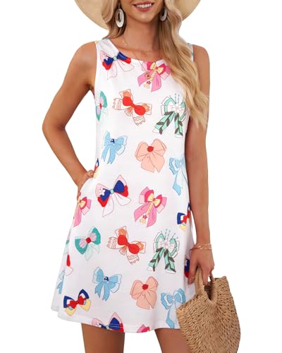 DUTUT Magical Dress for Women Polka Dot Dress with Pocket Summer Beach Sleeveless Shirt Casual Knee Length Tank Sundress