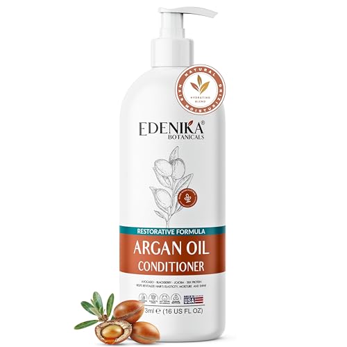 Edenika Botanicals Argan Oil Moisturizing Conditioner with Avocado, Blackberry & Jojoba, 16 fl oz, Restorative & Smoothing Formula, Vegan, Paraben-Free, Sulfate-Free, for All Hair Types