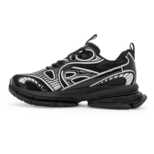 Image of Red Tape Women's Sneakers Grey Black Mesh Pu Round Toe Lace-Up