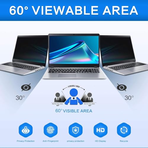 Image of ZOEGAA Privacy Screen 16 Inch Laptop 16:10 Aspect Ratio, Anti Blue Light Anti-Glare Privacy Film and Removable Privacy Screen for Hp /Dell /Acer /Lenovo /ThinkPad /Asus