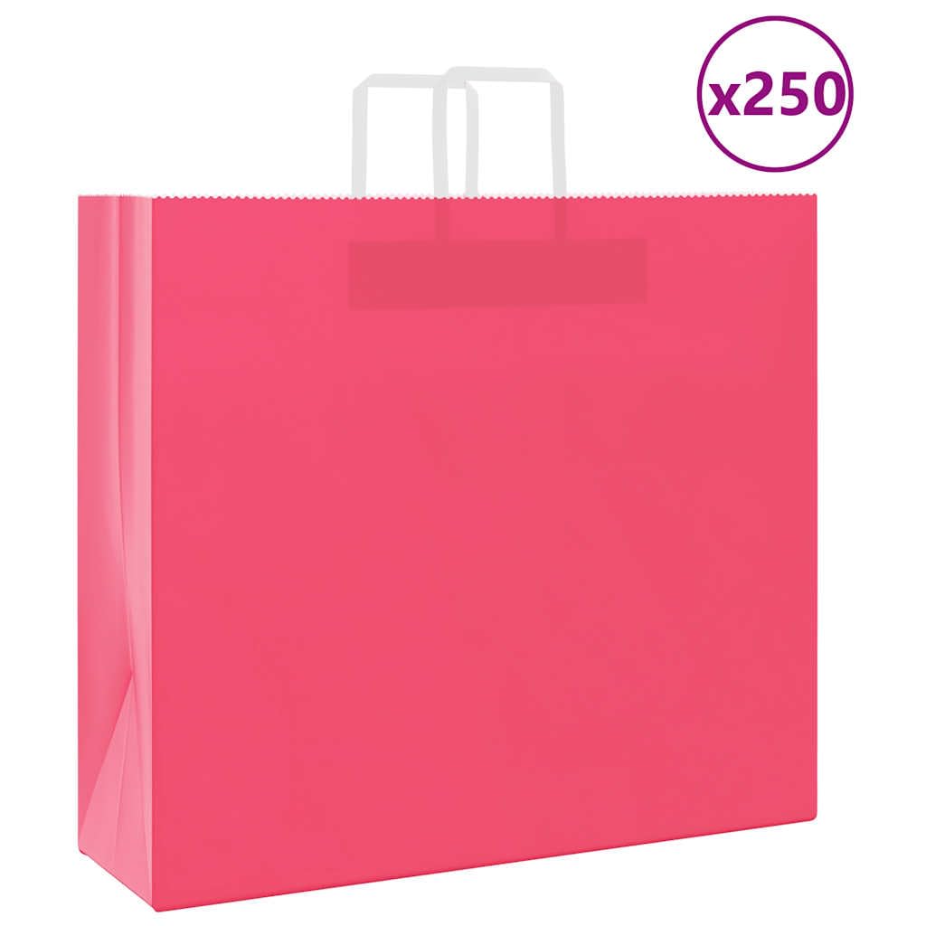 Bolsas de papel 250 piezas con asas rosa 54 x 15 x 49 cm