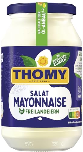 THOMY Salat Mayonnaise, Mayonnaise Salatdressing, Vegetarische, 500 ml Glas, 1er Pack (1 x 500ml)