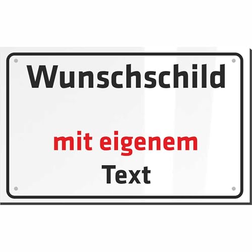 INDIGOS UG - Schilder selbst gestalten - Schild personalisiert aus Aluverbundplatte - 5 Größen mit Wunschtext oder Namen - für Garage Parkplatz Schule Firma Hotel Carport