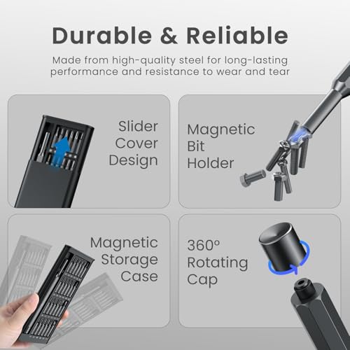 Image of Portronics Bit Box,24-in-1 Screwdriver Kit,Compact,Durable,and Travel-Friendly Tool Kit with a Magnetic Bit Holder,Perfect for Household&Auto Repair (Black)