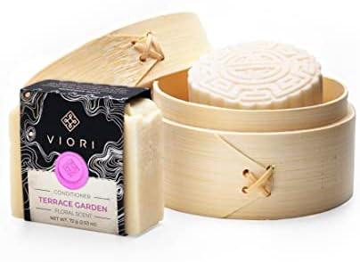 VIORI Terrace Garden Shampoo Bar, Conditioner Bar, and Bamboo Holder Set (Includes Bamboo) - Handcrafted with Longsheng Rice Water & Natural Ingredients - Sulfate-free, Paraben-free, 100% Vegan