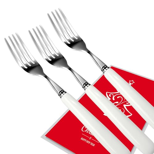 MEIYAHOME 3pcs 8inch Dinner fork Good ceramic handle and fine Good ceramic handle and fine 18/10 Stainless Steel Table Forks,high-grade mirror plate Main Course Fork, 4-Tine Forks Sus304