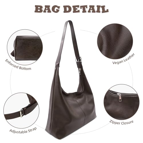 Bolso Grande Hobo para Mujer Piel Vegana con Cremallera miniatura 3