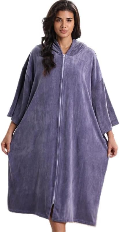 Surf Poncho Changing Towel Swim Robe with Zipper, Quick Dry Long Sleeves Swim Cover Up Poncho Hoodie for Men Women Surfing Swimming Bathing Sports