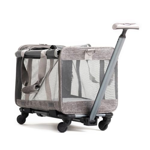 Bolsa Transporte Pet Cães e Gatos Carrinho Com Rodinhas MADOG Wind Wheels CINZA