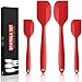 Produktbild FloweryOcean 4 Silikon Spatel Hitzebeständig Spatulas BPA Frei Silikon Teigschaber Set Nicht-Stick,Einem Kern Edelstahl und Nahtloses Einteiliges Design Spachtel für Küche, Backen und Kochen (Rot)