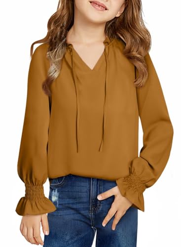 Image of DOKOTOO KIDS Girls Dress Shirt Long Sleeve Blouse Fall Tops Size 7-15 Years
