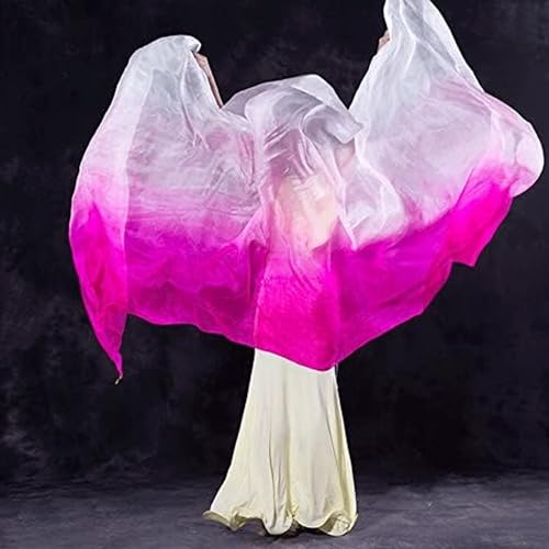 Image of Aumulen 8mm Girls Hand-Made Belly Dance Silk Scarf Veils Gradual Colors